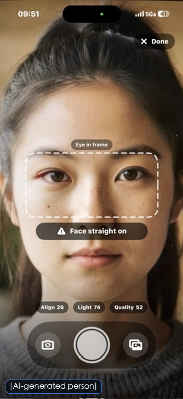 LidTrack capture screen guiding eye alignment